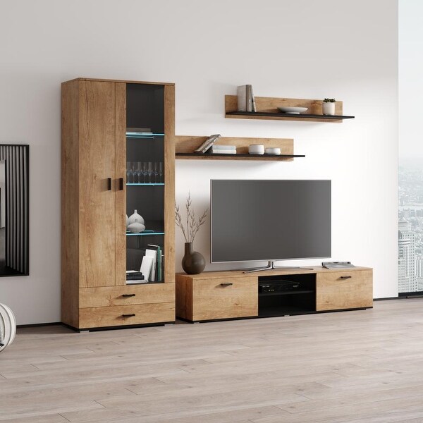 Soho 8 Modern Wall Unit Entertainment Center with LED Lights