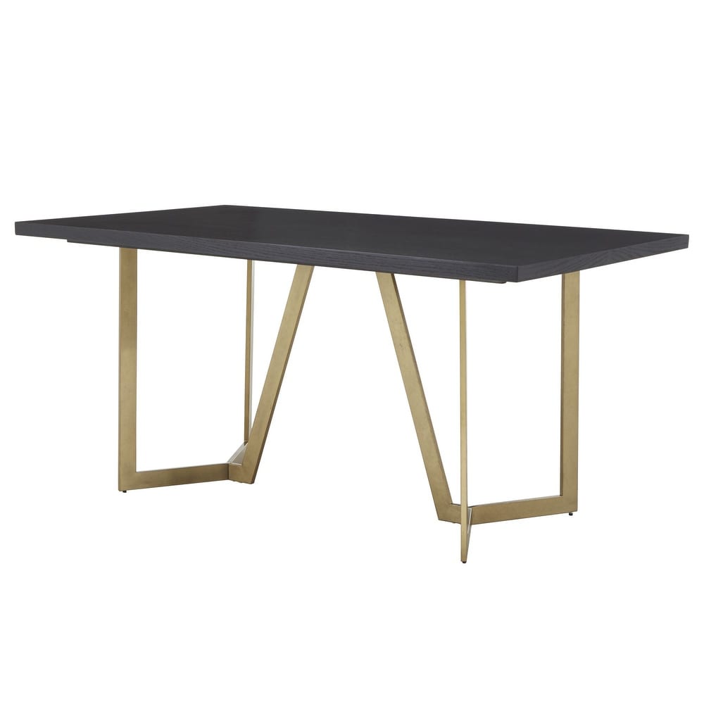 Cheyenne Black and Distressed Gold Finish Dining Set by iNSPIRE Q Modern