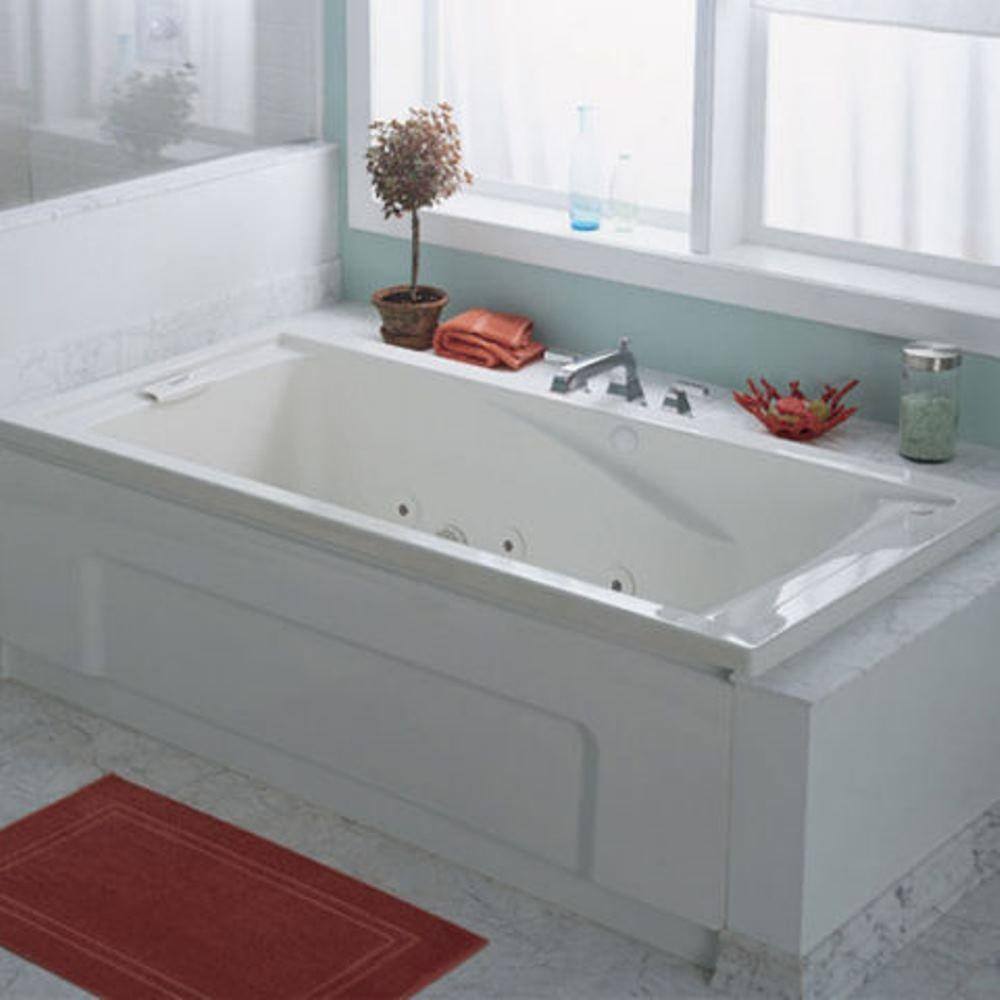 American Standard EverClean Reversible Drain 60 in. Acrylic Rectangular Drop-in 8-Jet Whirlpool Bathtub in White 2771LC.020