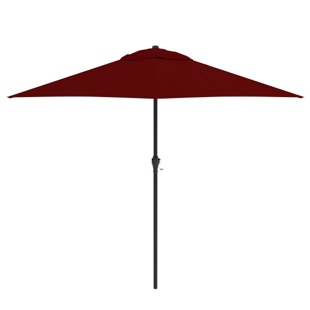 9 x27 X 9 x27 Steel Market Polyester Patio Umbrella With Crank Lift And Push button Tilt Brick Astella