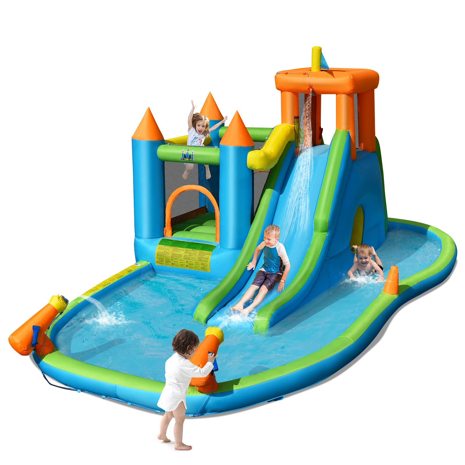 BOUNTECH Inflatable Water Slide Park | 8 in 1 Bounce House w/ Large Splash Pool