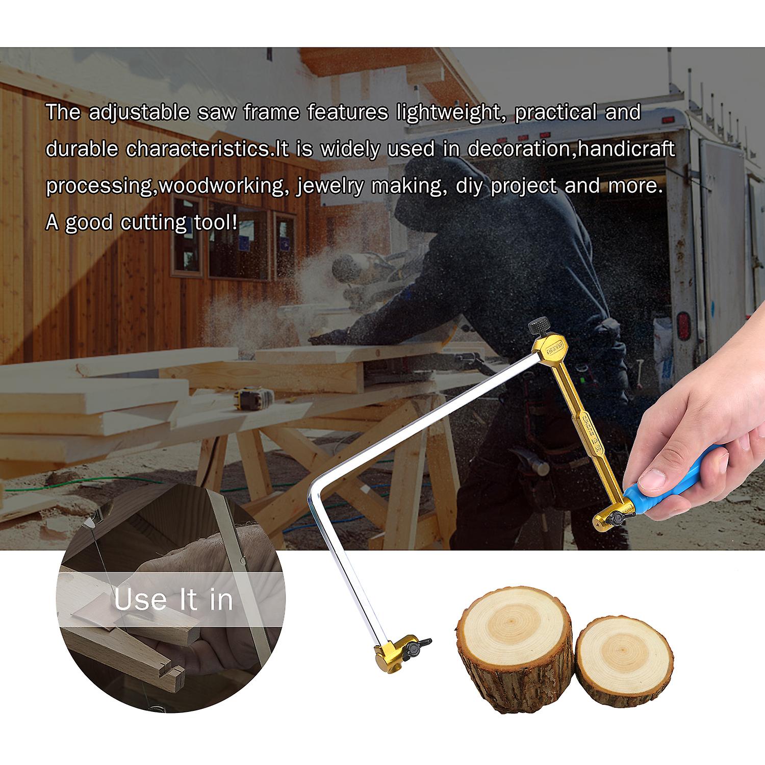 Adjustable Saw Frame Handsaw U-shape Saw Bow Cutting Tool For Woodworking Handcraft Jewelry Making Diy Project 300mm Total Length No.178575