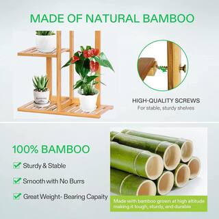 VIVOSUN 40 in. Tall IndoorOutdoor Bamboo Wood 6 Potted Plant Stand (5-Tired) wal-PS011J