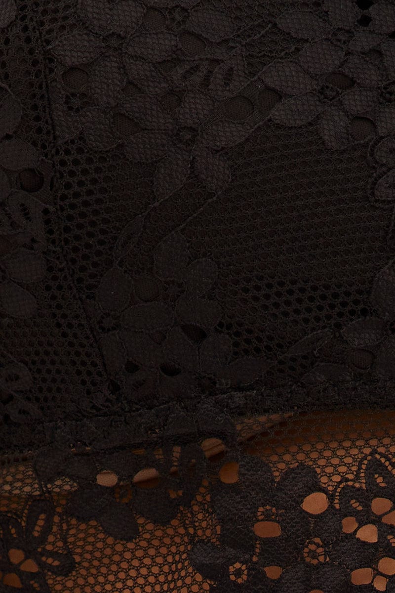Black Bralette Top Shoestring Strap Lace