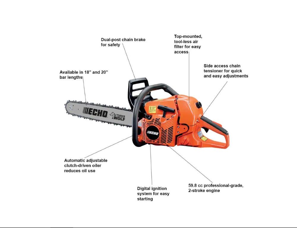 ECHO Chainsaw with 18 Bar and Chain Gas 59.8cc ;