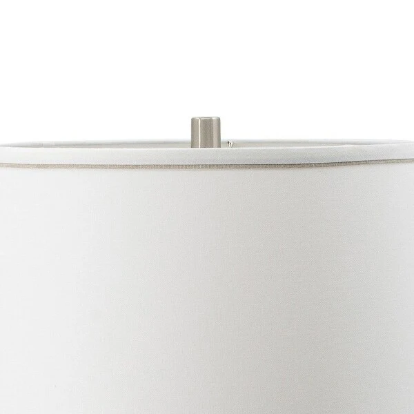 30 Inch Accent Table Lamp， Fabric Shade， Metal， Glass Frame， White， Gray - 29.5 H x 16 W x 16 L Inches