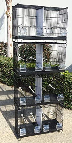 Combo-4 of Stack and Lock Double Breeding Breeder Flight Bird Quail Cage with Center Removable Center Wire and Solid Dividers Breeding Doors