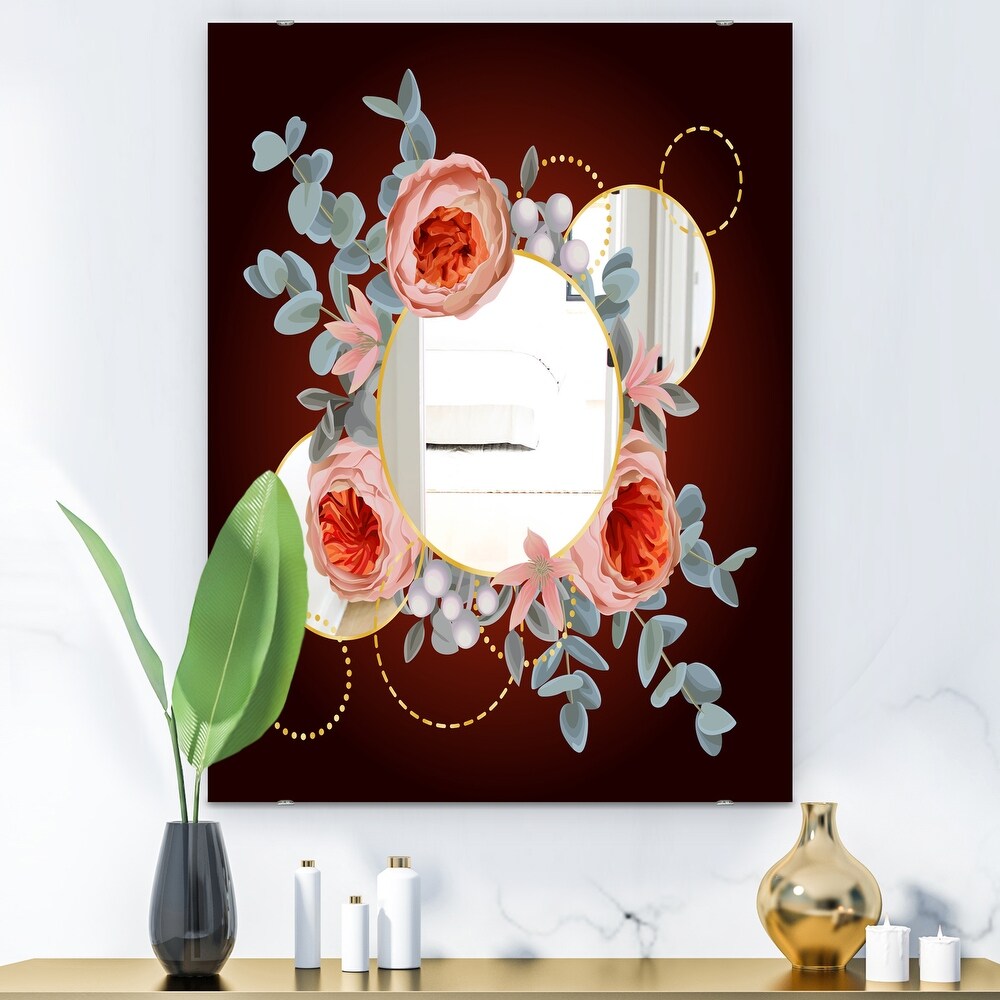 Designart 'Floral Rings' Traditional Mirror   Large Printed Wall Mirror