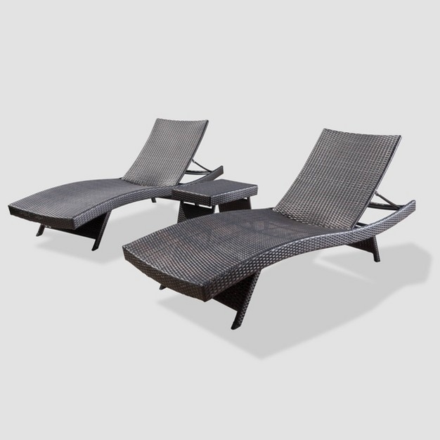 Salem 3pc Wicker Patio Adjustable Chaise Lounge Set Christopher Knight Home