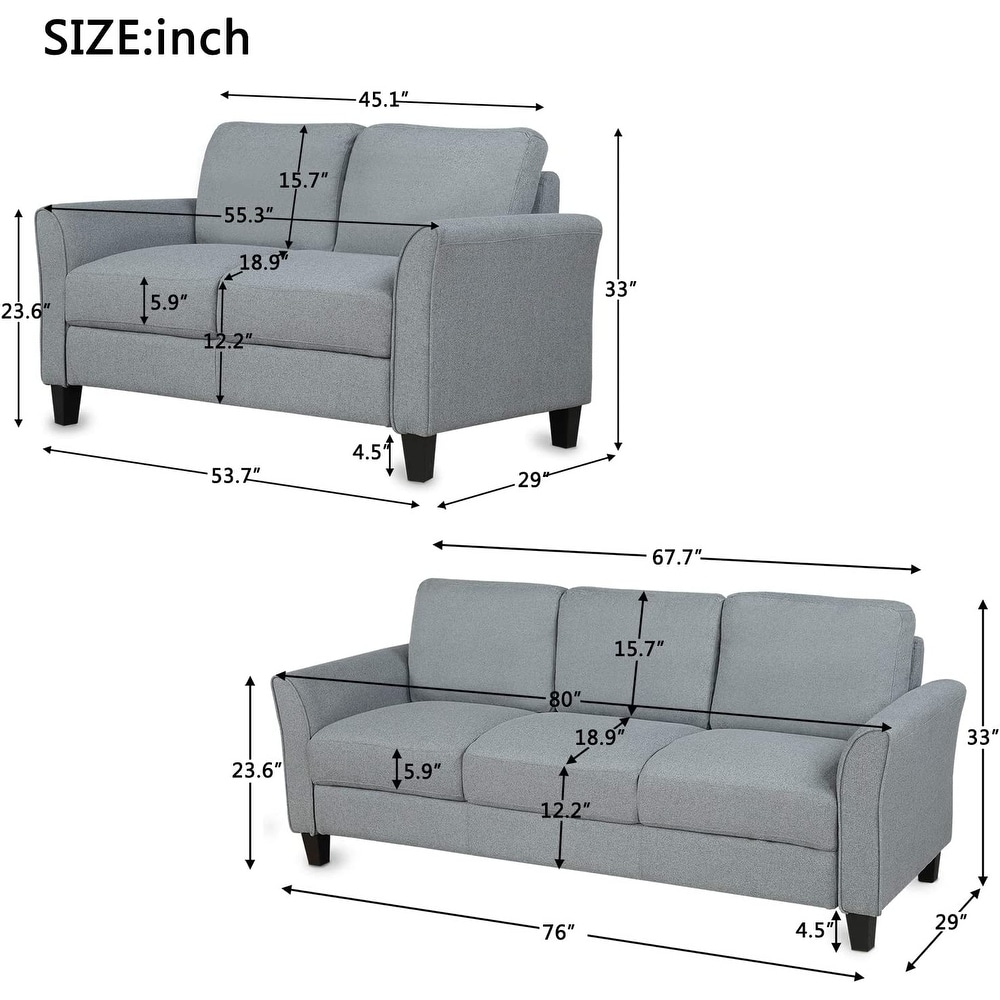 Living Room Furniture Linen Fabric Sofa Set  Loveseat Sofa   3 Seat Sofa