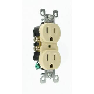 Leviton 15 Amp Residential Grade Grounding Duplex Outlet Ivory (10-Pack) M25-05320-IMP