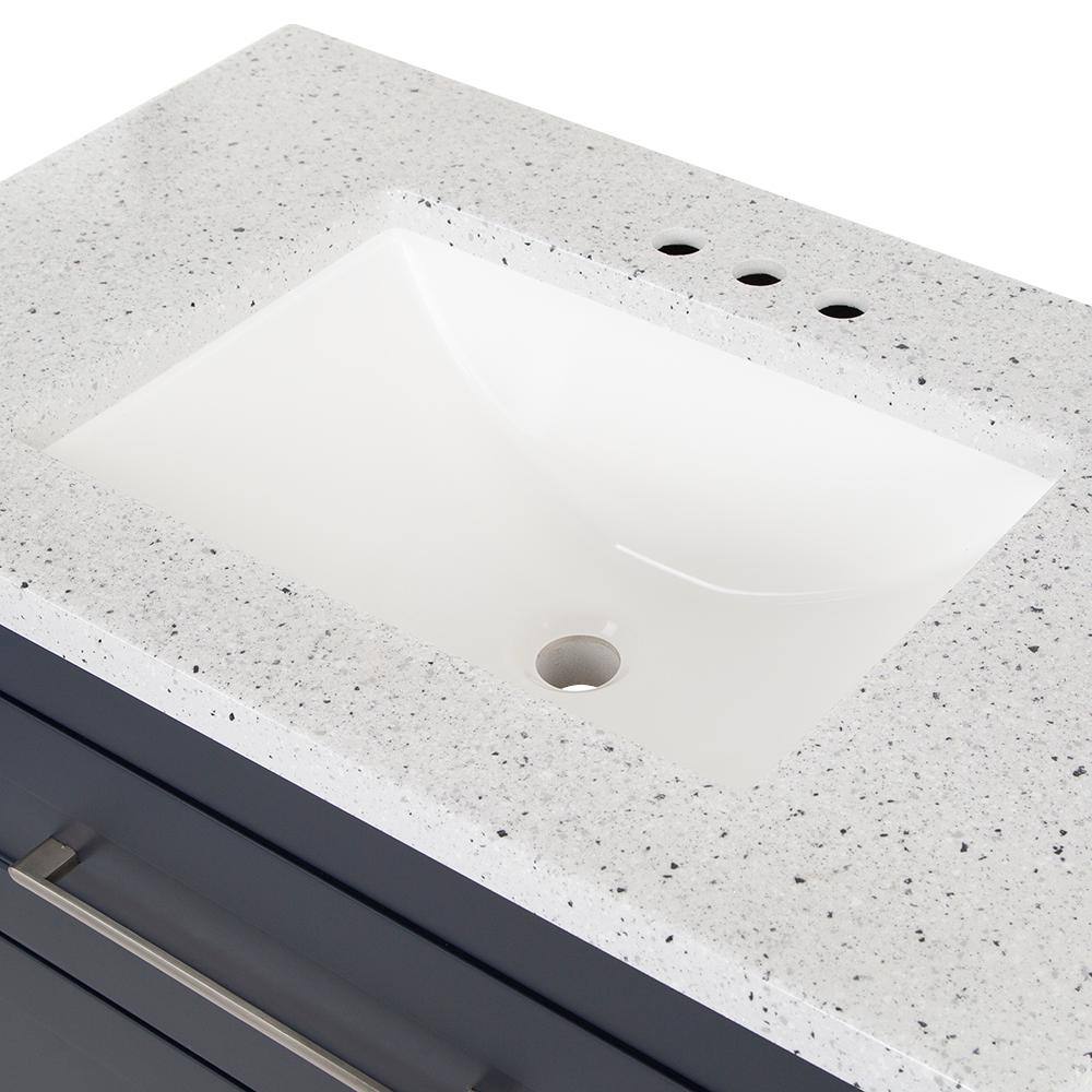 Home Decorators Collection Clady 30.5 in. W x 18.75 in. D Bath Vanity in Deep Blue with Cultured Marble Vanity Top in Silver Ash with White Sink HD2030P2-DB