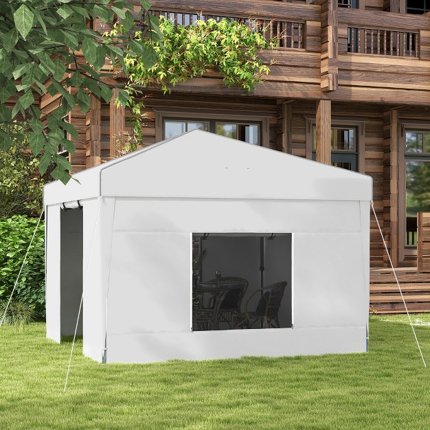 Outsunny 9 7 x27 X 9 7 x27 Pop Up Canopy With Sidewalls Portable Canopy Tent With 2 Mesh Windows Reflective Strips Carry Bag