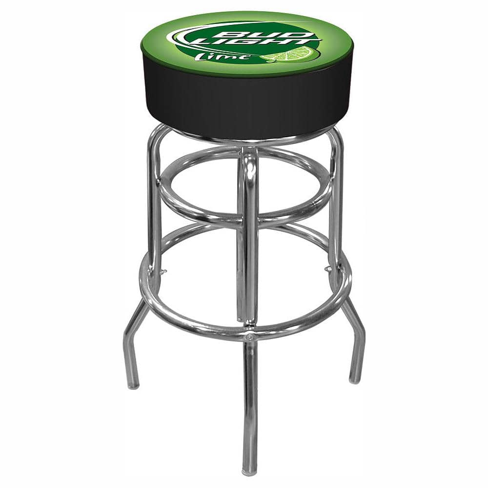 Trademark Bud Light Lime 31 in. Chrome Swivel Cushioned Bar Stool AB1000-BLLIME