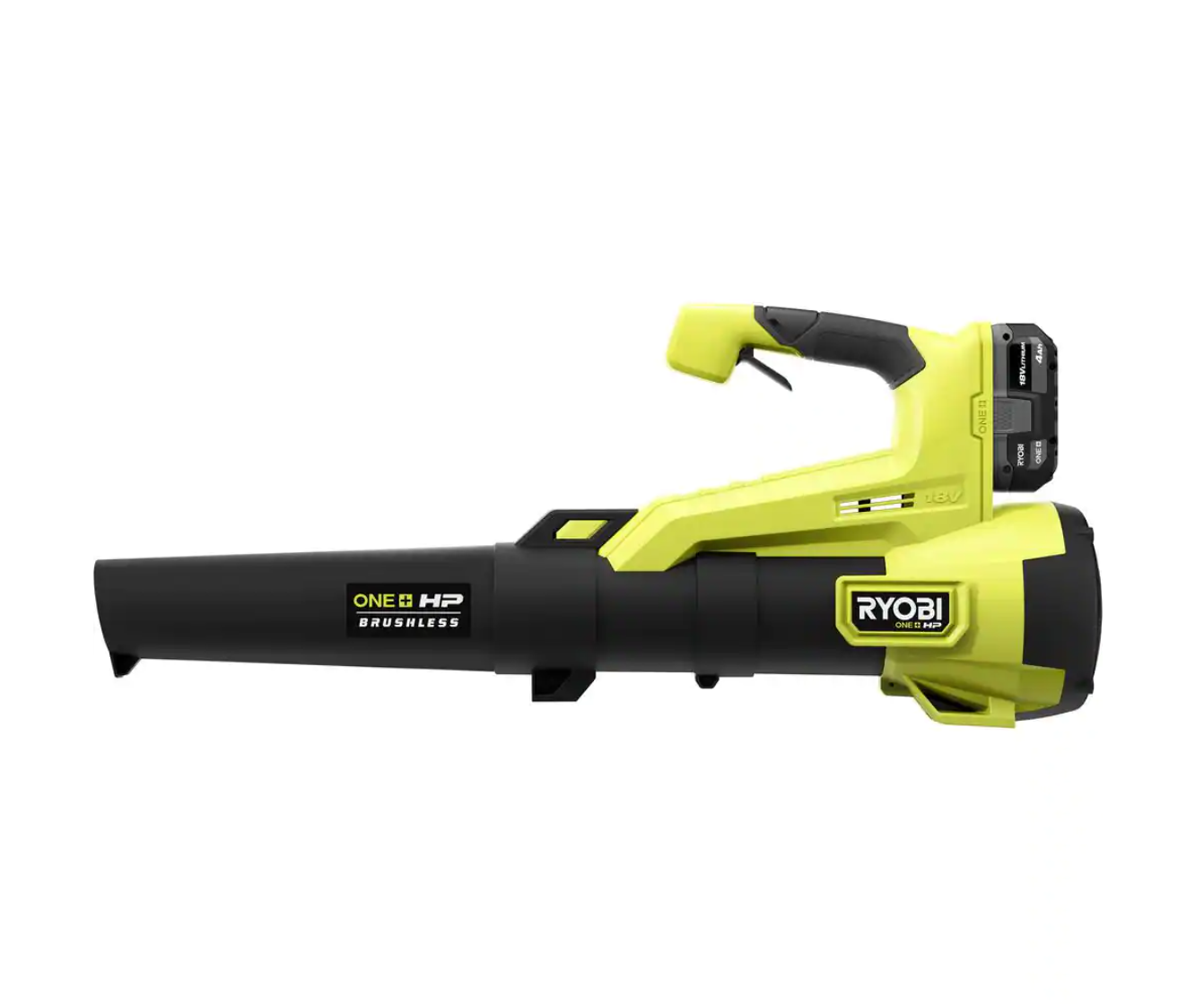 RYOBI P21120VNM ONE+ HP 18V Brushless 110 MPH 350 CFM Cordless Variable-Speed Jet Fan Leaf Blower w/ 4.0 Ah Battery and Charger