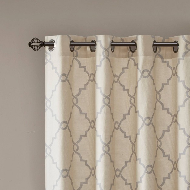 Sereno Fretwork Print Grommet Top Window Curtain Panel