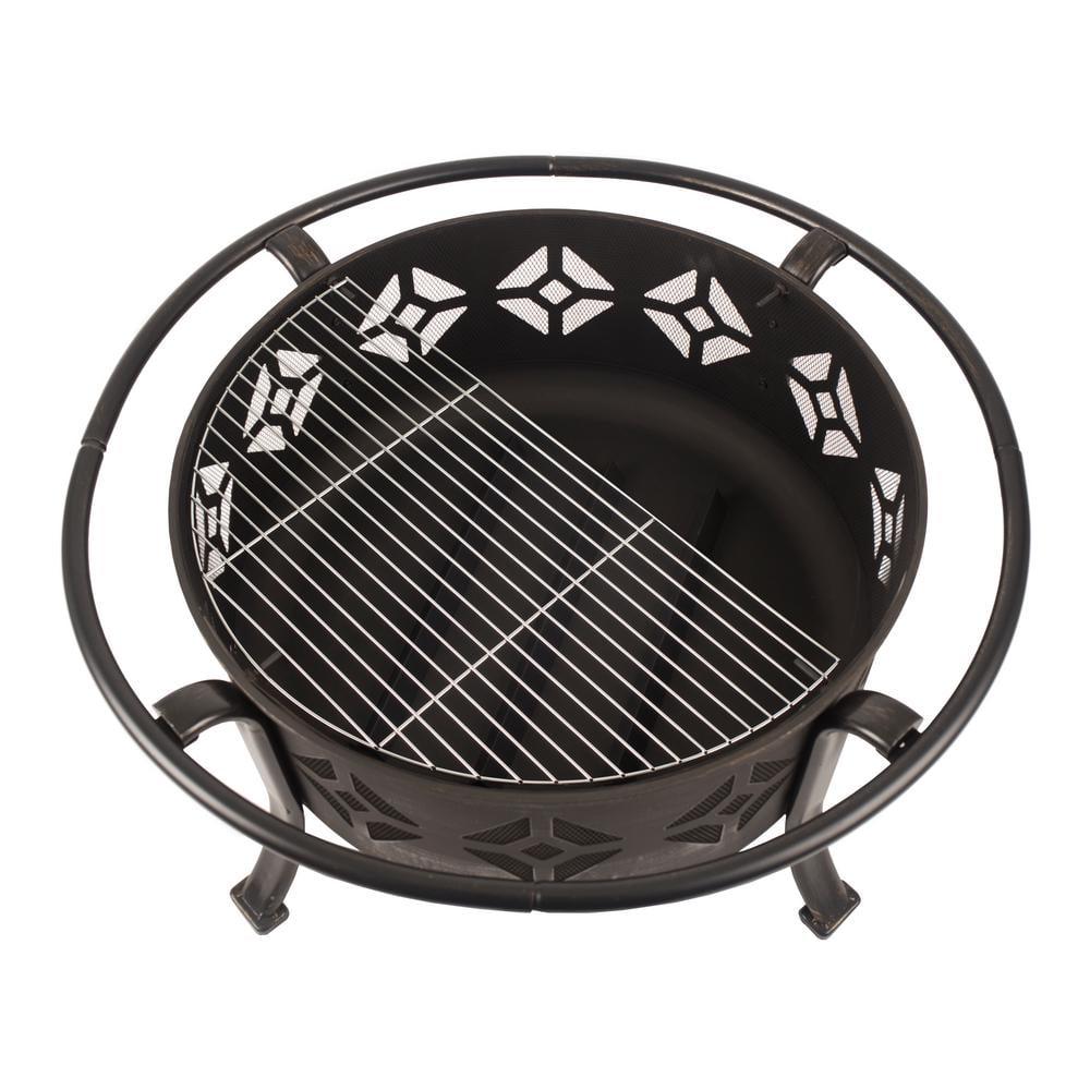 Pleasant Hearth Sunderland Deep Bowl 36 in x 23 in Square Steel Wood Fire Pit in Bronze