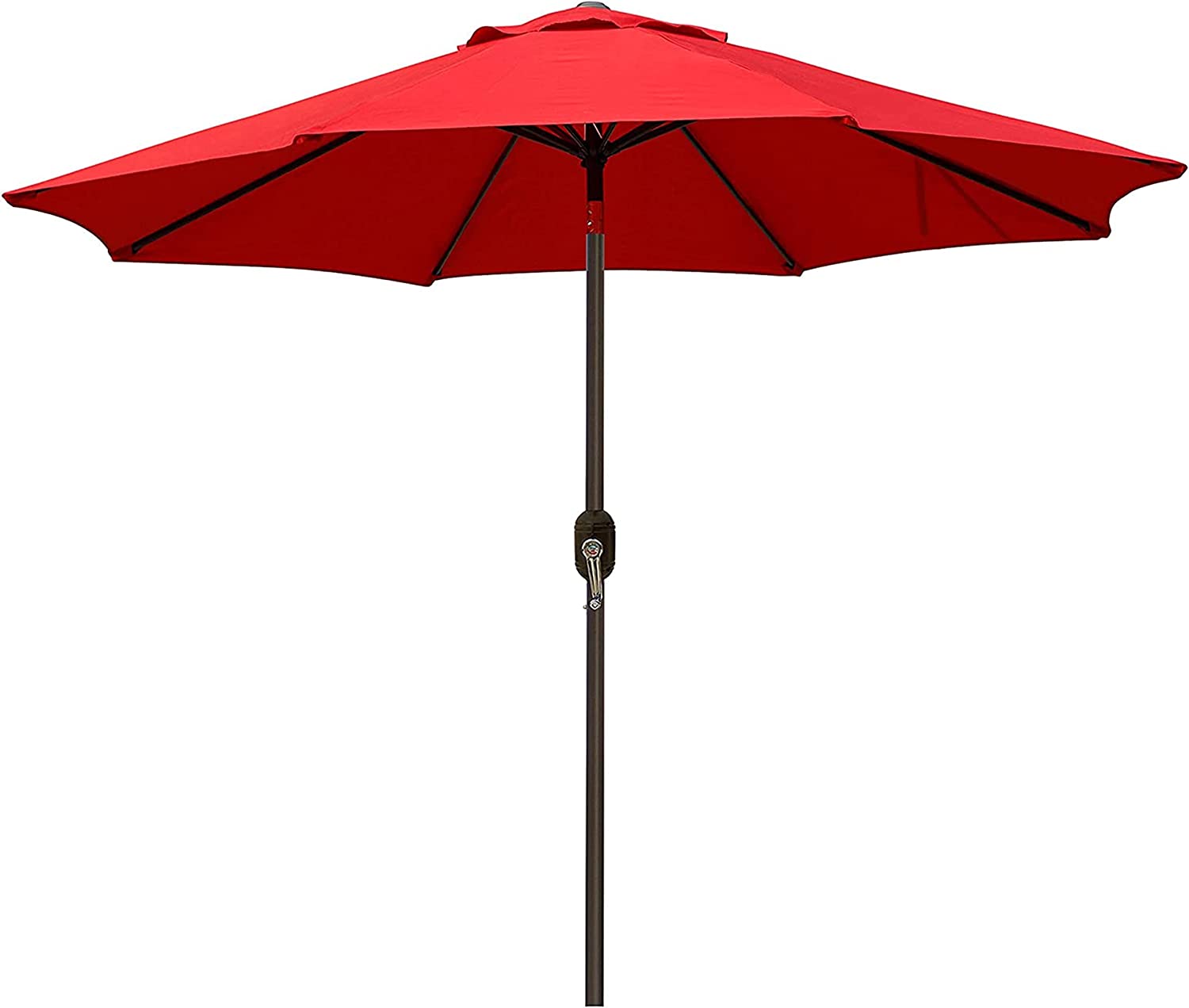 9' Outdoor Market Patio Umbrella with Push Button Tilt and Crank, 8 Ribs (Tan)