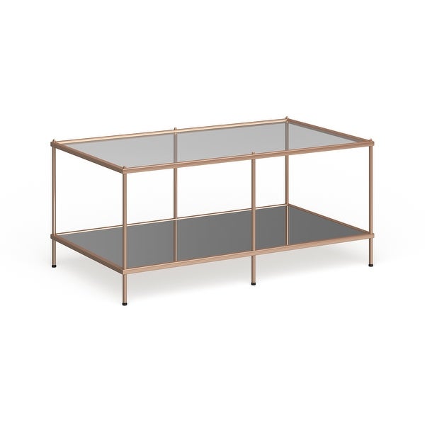 SEI Furniture Grant Goldtone Glass Top Coffee Table