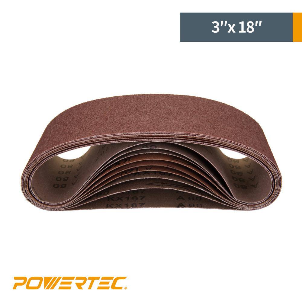 POWERTEC 3 in. x 18 in. 400-Grit Aluminum Oxide Sanding Belt (10-Pack) 110890