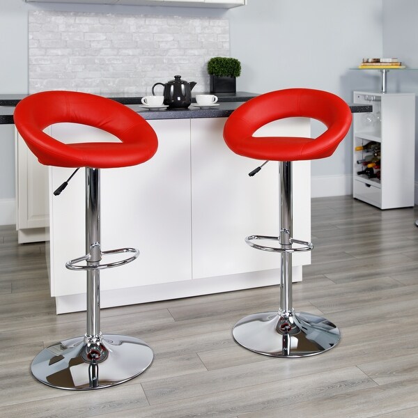 Contemporary Vinyl Rounded Orbit-style Height-adjustable Barstool - 32 - 40.75