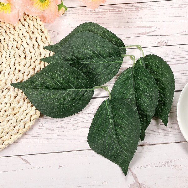 11x3.1 Artificial Green Leaves Bulk Greenery Fake Hydrangea Leaves