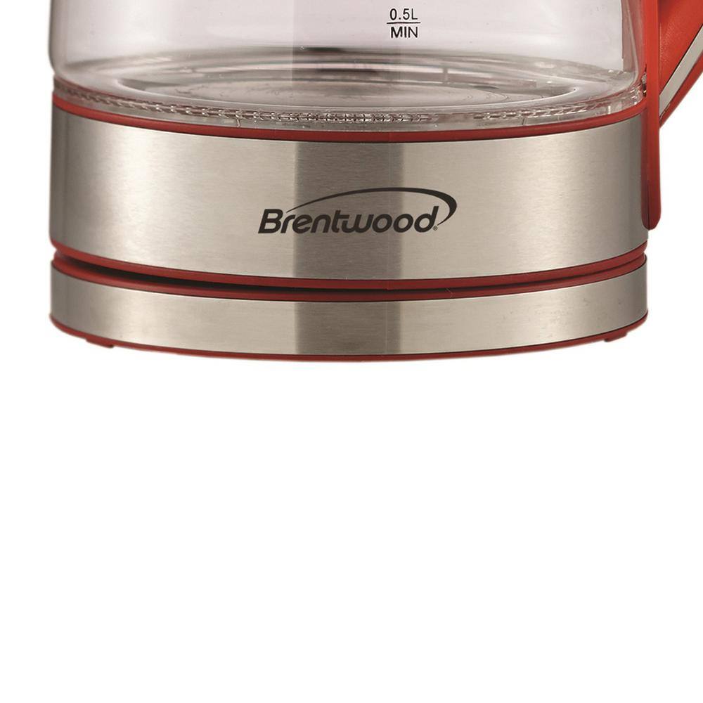 Brentwood Appliances 7-Cup Red Cordless Tempered-Glass Electric Kettle KT-1900R