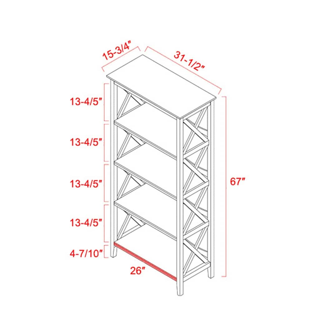 Contemporary Walnut 4 shelf Tiered Bookcase