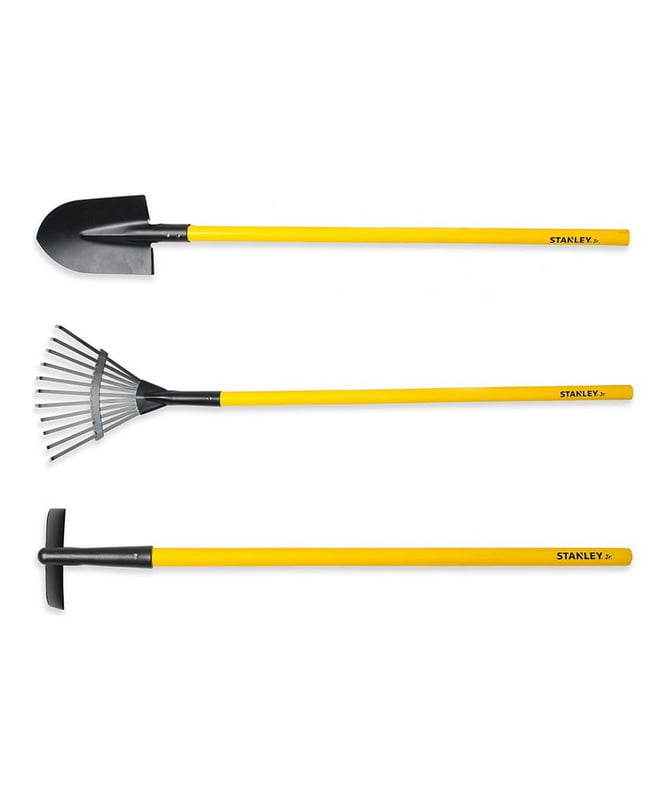 Red Tool Box RTB-SG013-03-SY-C Stanley Jr. 3 Piece Garden Tool Set | Garden Hoe | Leaf Rake | Shovel