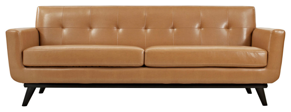 Engage 3 Piece Leather Living Room Set   Midcentury   Living Room Furniture Sets   by Modway  Houzz