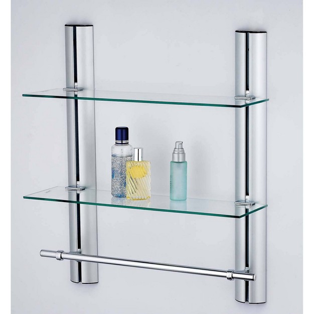 X 20 quot 2 Tier Adjustable Glass Shelf With Towel Bar Wall Shelf Danya B