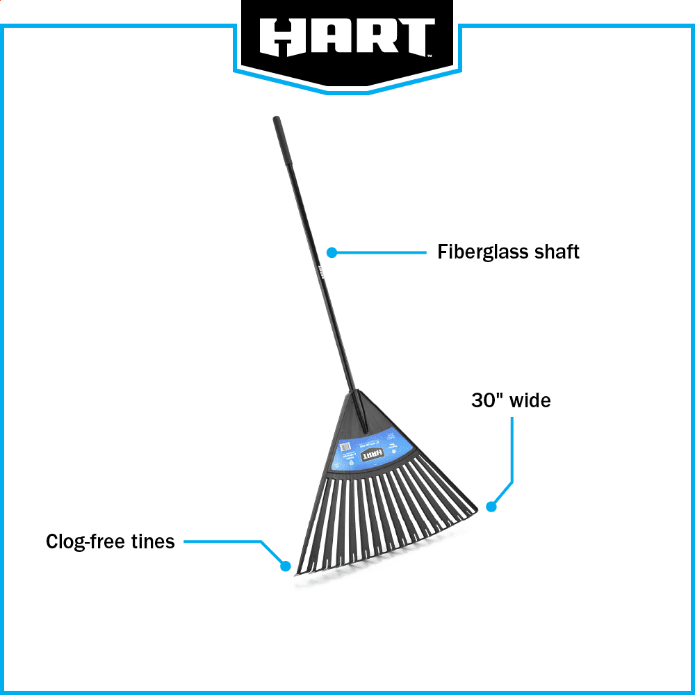 HART Clog-Free 30-inch Leaf Rake with Poly Plastic Head