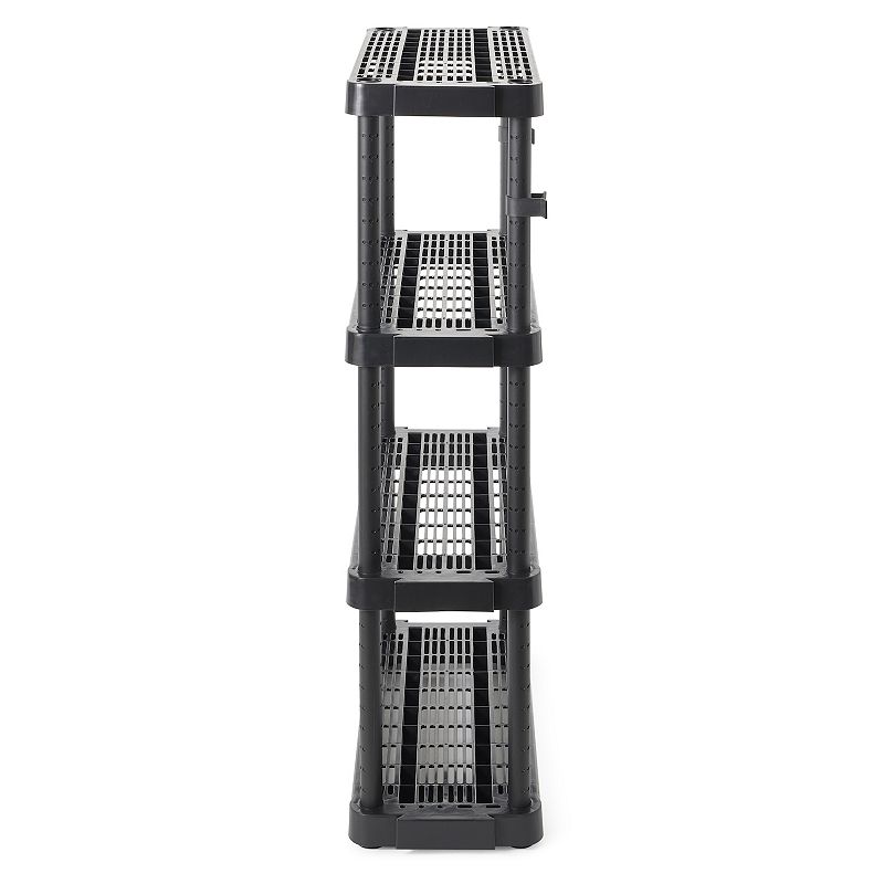 Gracious Living Medium Duty 4 Tier Ventilated Shelving Units， Black (2 Pack)