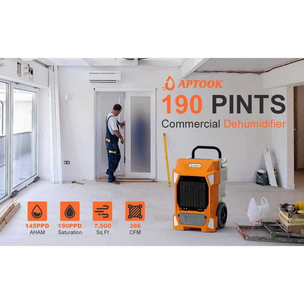 Runesay 190 pt. 7500 sq.ft. Auto Defrost Industrial Commercial Dehumidifier in. OrangesPeaches with Pump for Large Space DHOXR190B7132