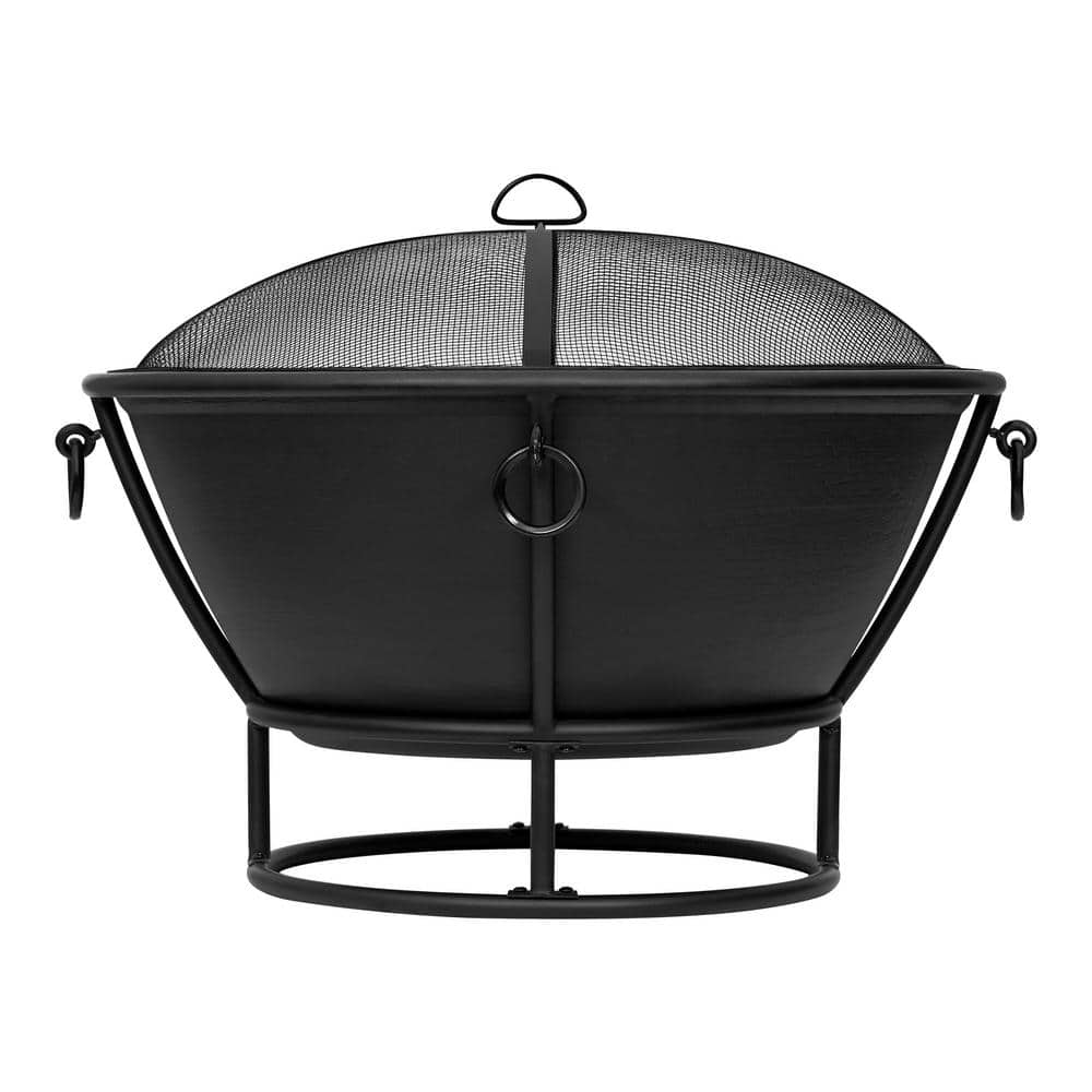 Hampton Bay 30 in. Outdoor Cast Iron Steel Wood Burning Black Fire Pit FT-62480