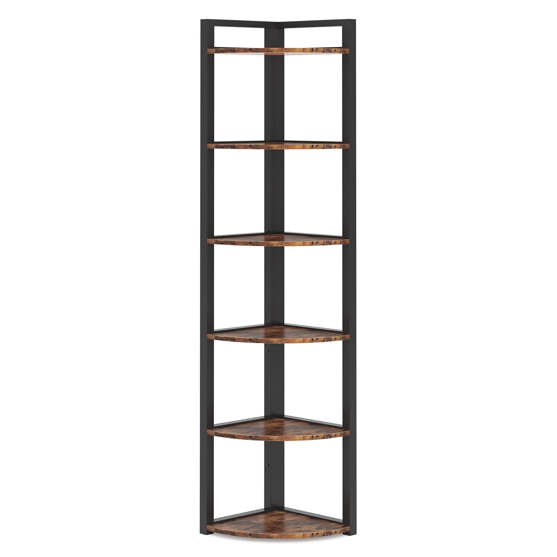 6-Tier Corner Shelf, Small Corner Bookshelf Storage Rack