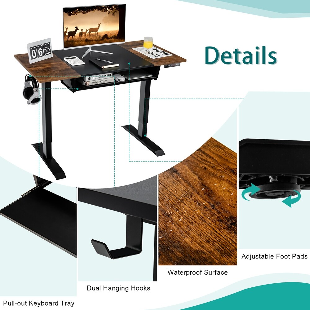 Costway 48'' Electric Sit to Stand Desk Adjustable Workstation w/