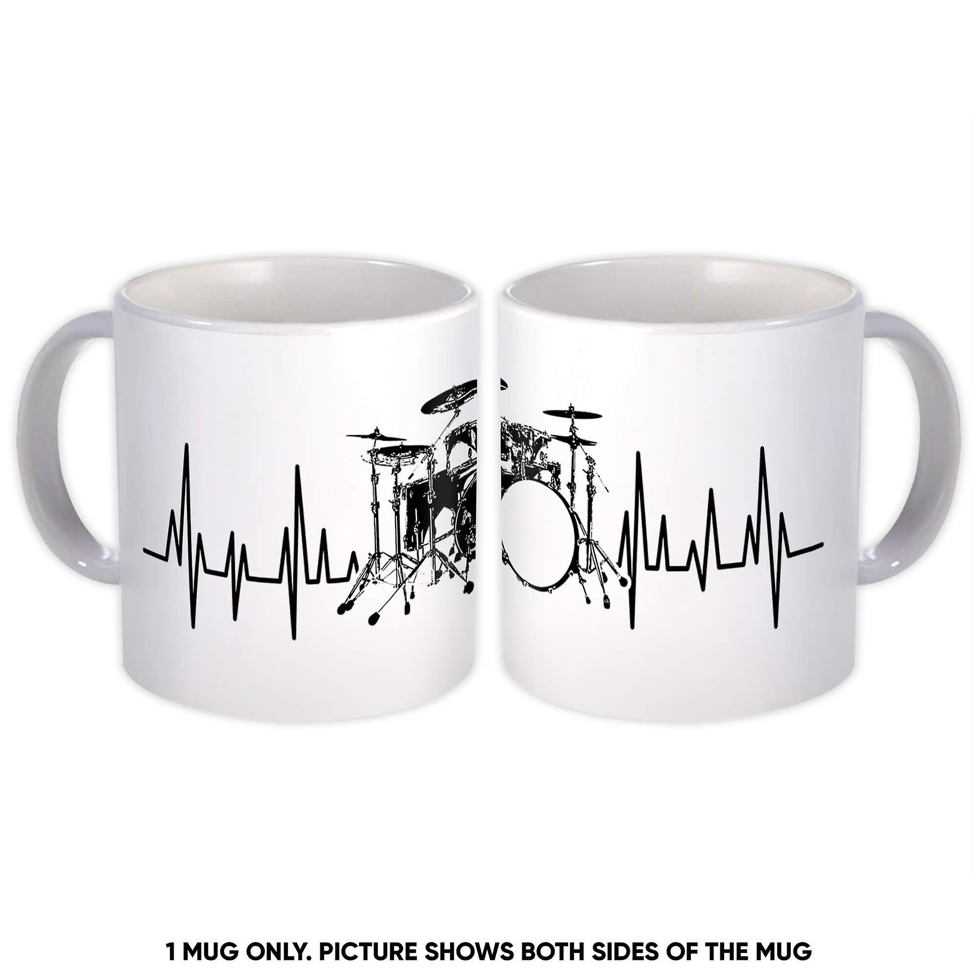 Gift Mug: Drums Beat Music Print Wall Decor Black