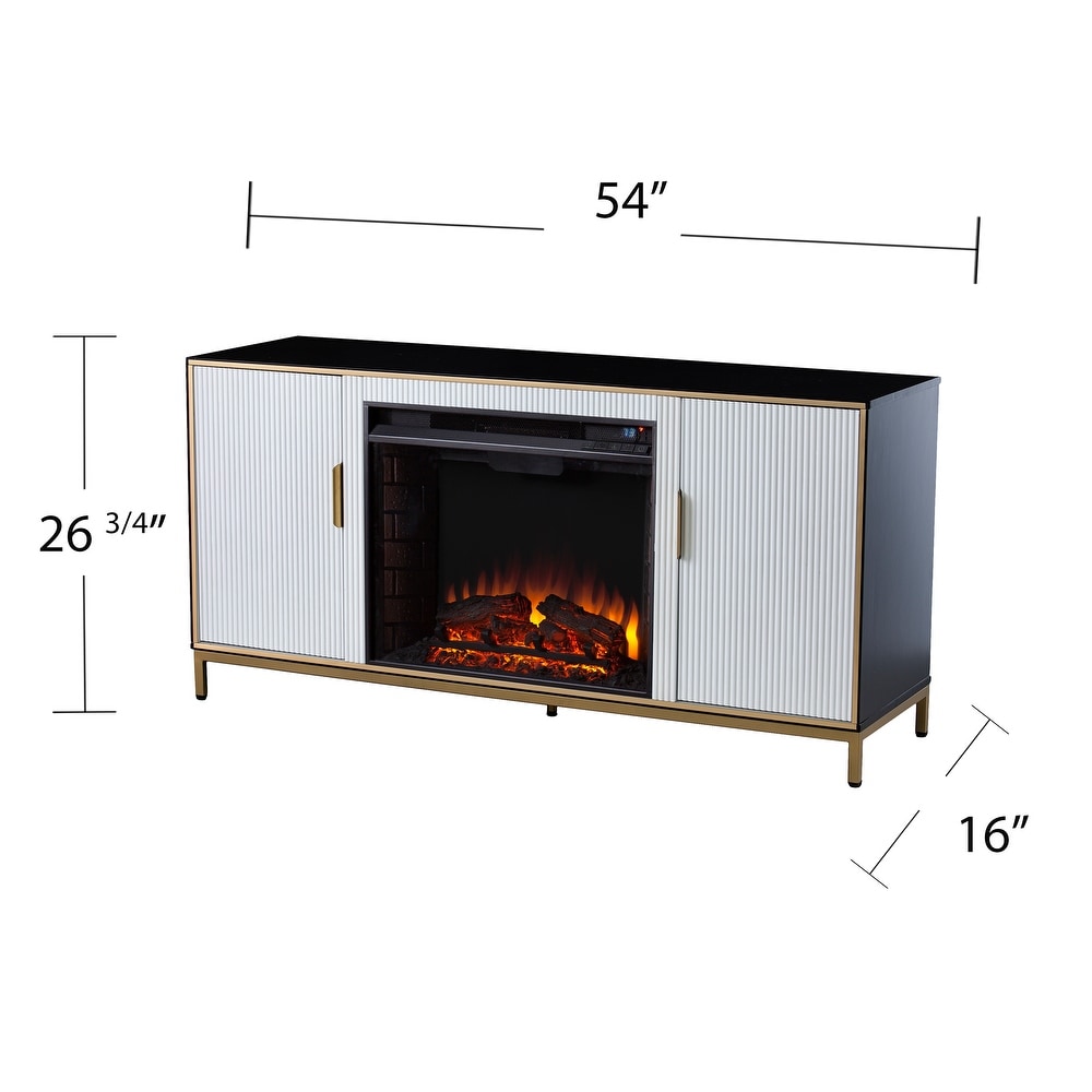 SEI Furniture Daltaire Contemporary Media TV Stand with Electric Fireplace Insert and Storage