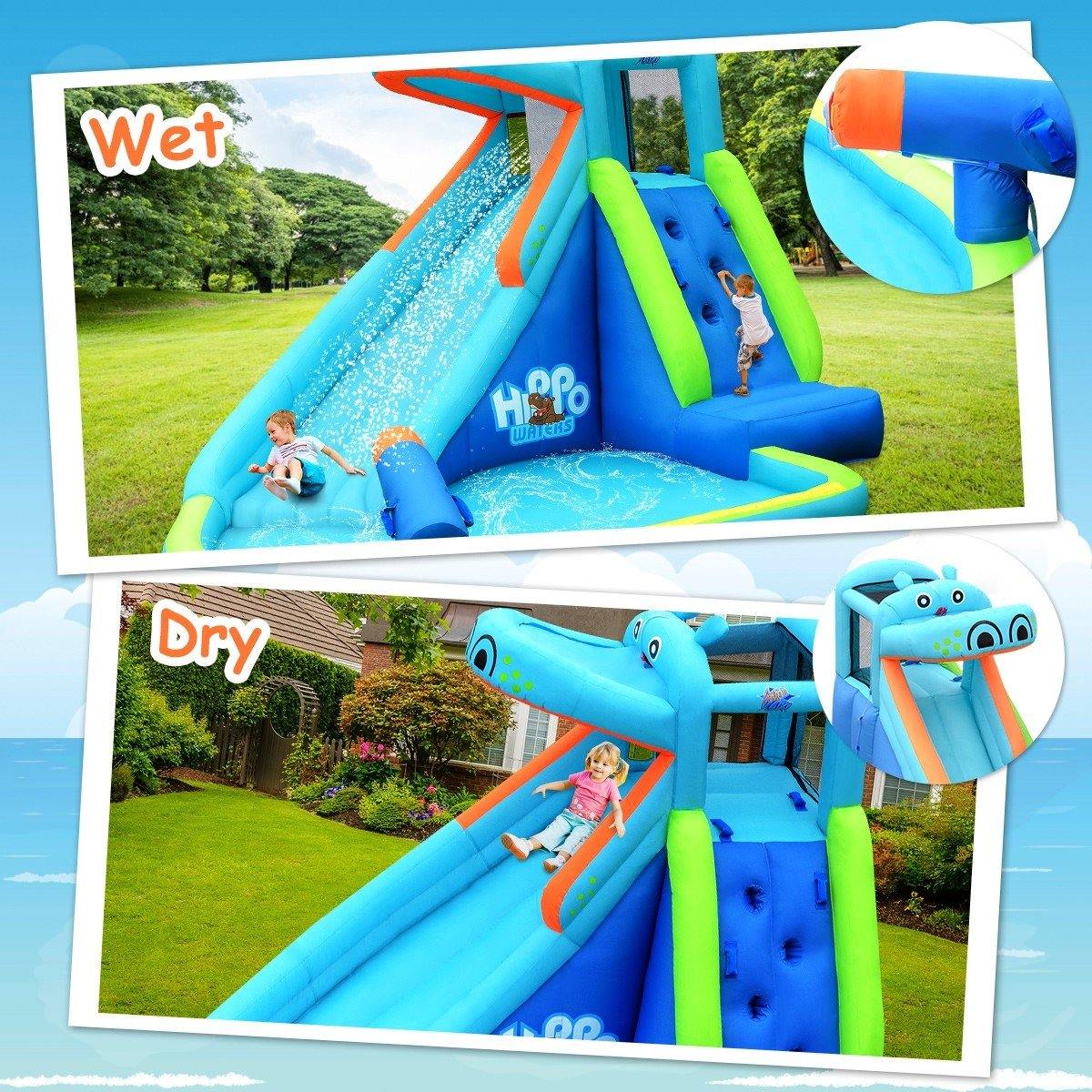 Inflatable Water Slide, Hippo Themed Bounce House