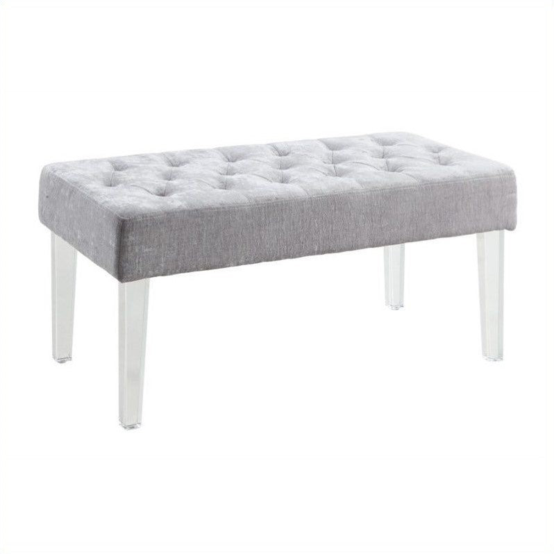 Riverbay Furniture Acrylic Leg Platinum Bench in Clear