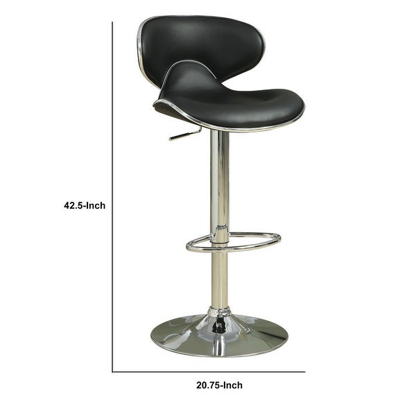 Swivel Adjustable Bar Stool， Black， Set of 2 - Chrome - 42.5 H x 18 W x 20.75 L Inches