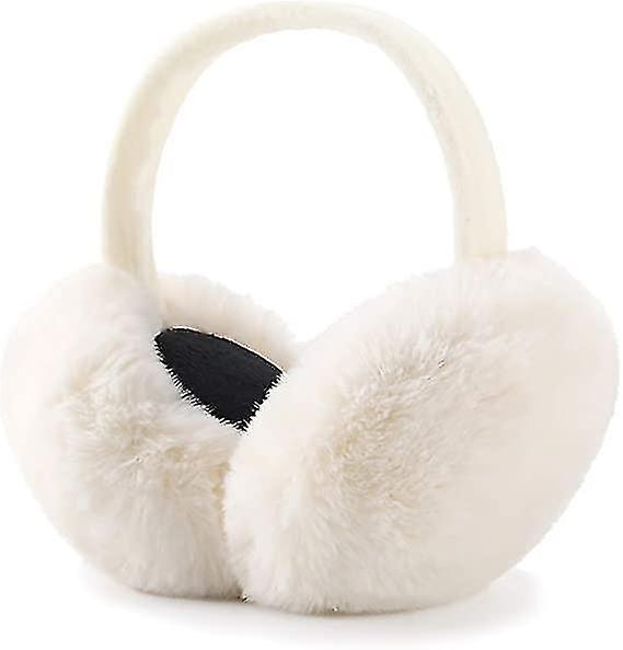 Winter Earmuffs Faux Fur Warm Earmuffs Cute Foldable Outdoor Earmuffs Women Girls White (1pcs)