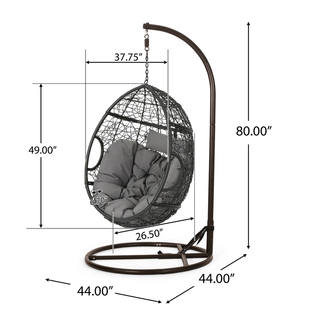 Kylie Outdoor Wicker Hanging Basket Chair by Christopher Knight Home   400 lb limit