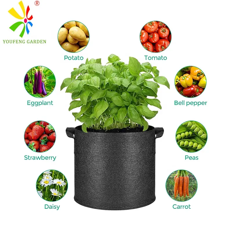 Factory supply 1 3 5 7 10 15 20 25 30 100 Gallon Non Woven fabric Pots Garden Potato Felt Grow Bags