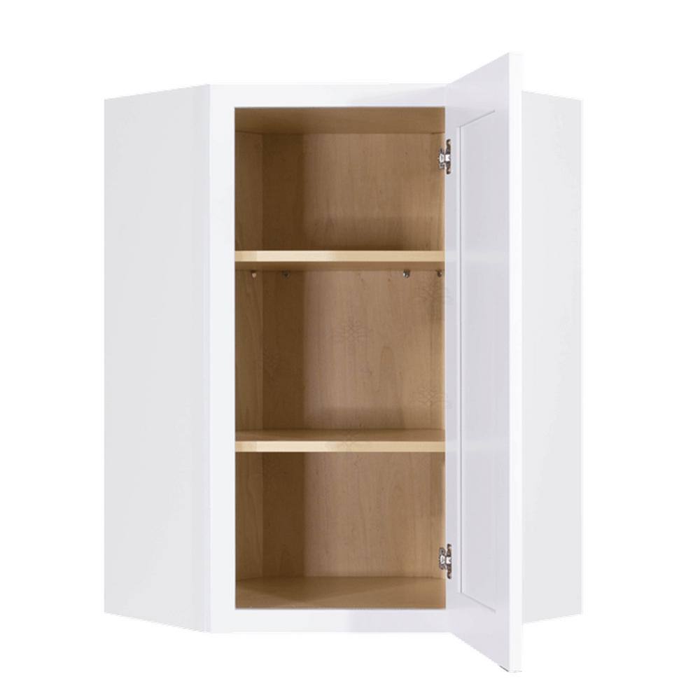 LIFEART CABINETRY Lancaster White Plywood Shaker Stock Assembled Wall Diagonal Corner Kitchen Cabinet 24 in. W x 30 in. H x 12 in. D ALW-WDC2430