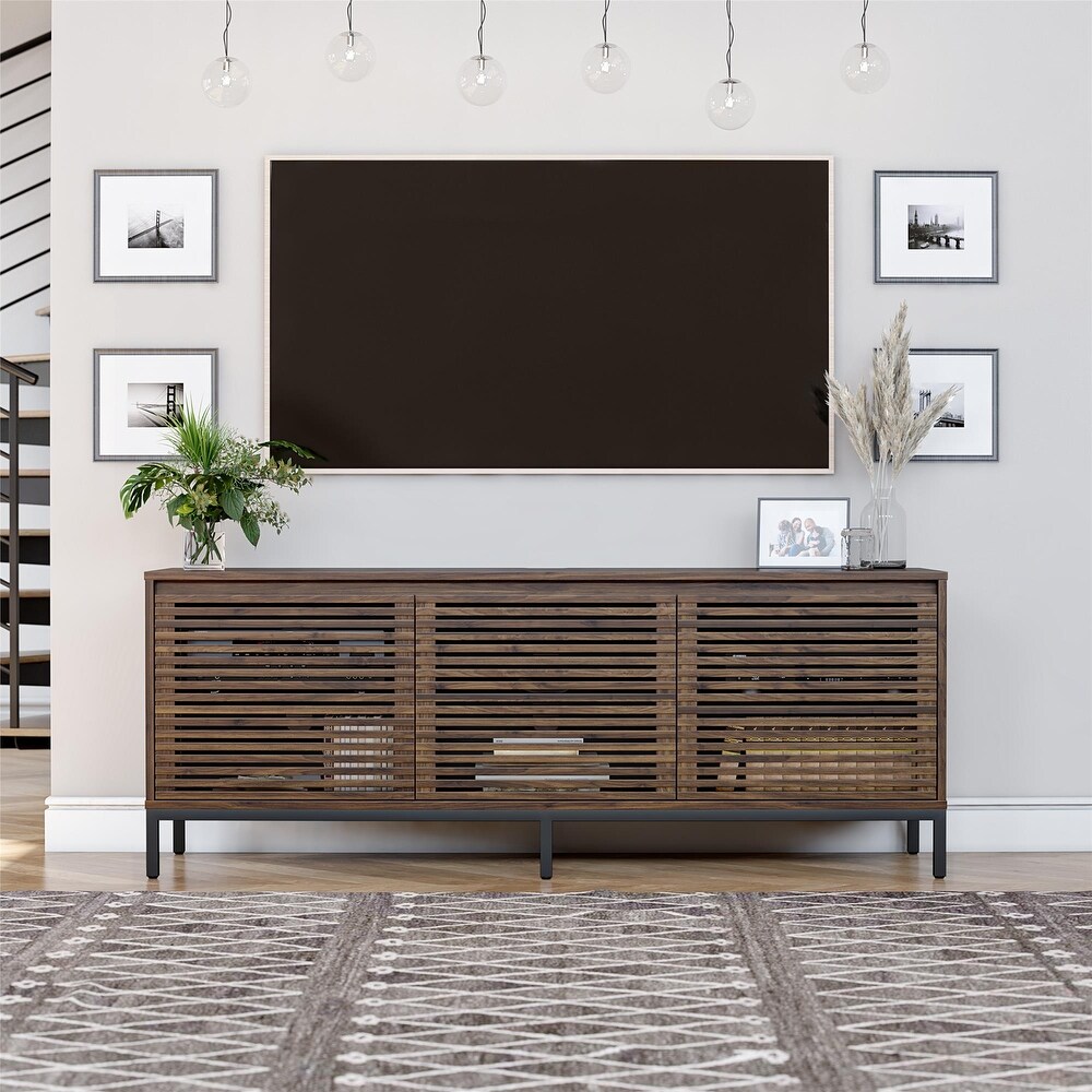 Alphason Studio 68 inch Media Console with Steel Post Base for TVs up to 77 inches