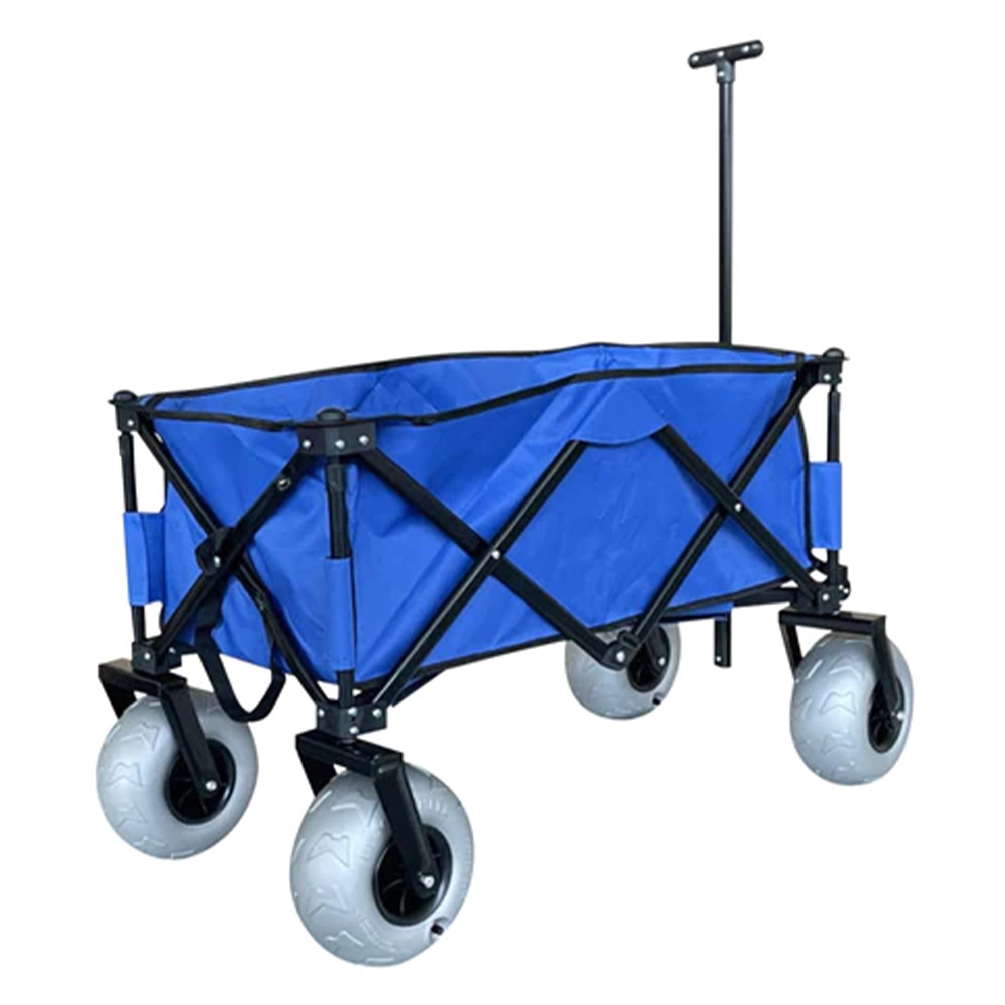 Juggernaut Carts Plastic Folding Beach Utility Wagon with Cover Bag, Blue