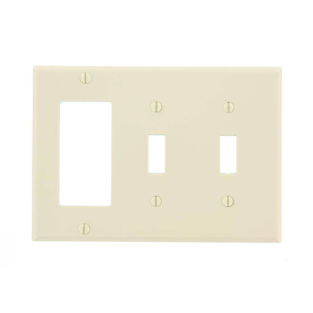 Leviton Almond 3-Gang 2-Toggle1-DecoratorRocker Wall Plate (1-Pack) 80421-T