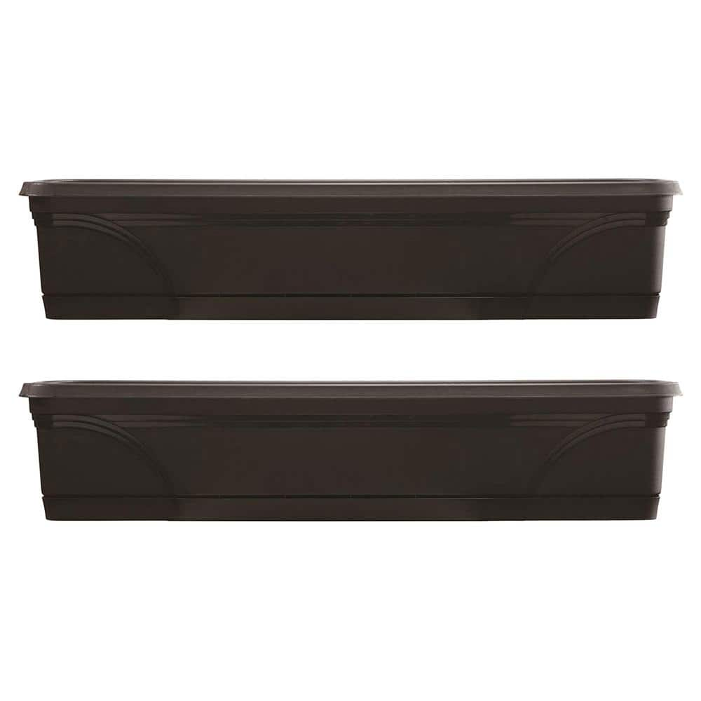 Southern Patio 36 in. Medallion Hanging Windowsill Resin Garden Box Planter (2-Pack) 2 x SPAT-MB3612BK